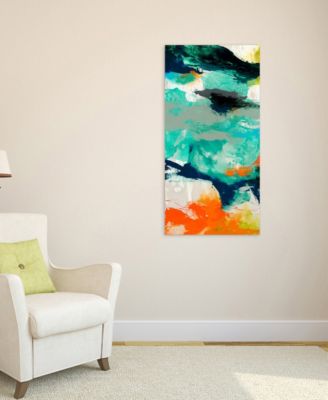 'Tidal Abstract 2' Frameless Free Floating Tempered Glass Panel Graphic Wall Art - 24" x 48''
