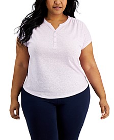 Plus Size Split Neck Top, Created for Macy's