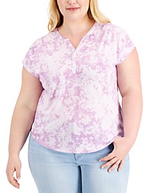 Plus Size Split-Neck Top, Created for Macy's