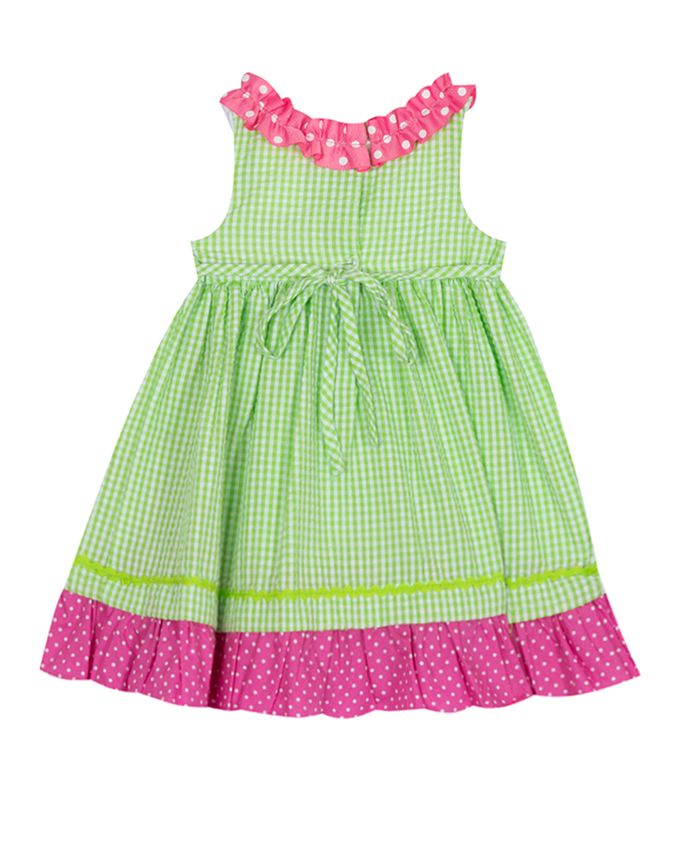 Rare Editions Baby Girls Check Seersucker to Pink Dot Dress - Macy's
