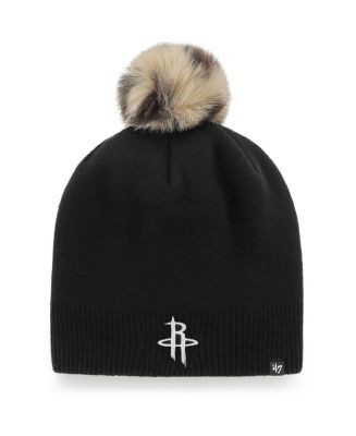 Women's '47 Black Houston Rockets Serengeti Knit Beanie with Pom - Macy's
