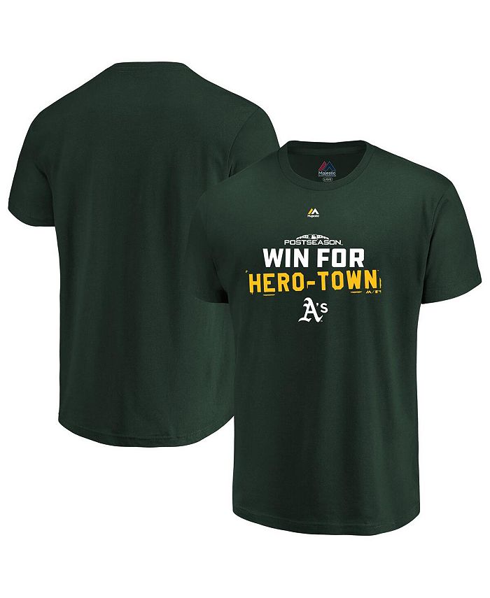 Oakland Athletics Men T-Shirt Large Green Majestic Logo Postseason
