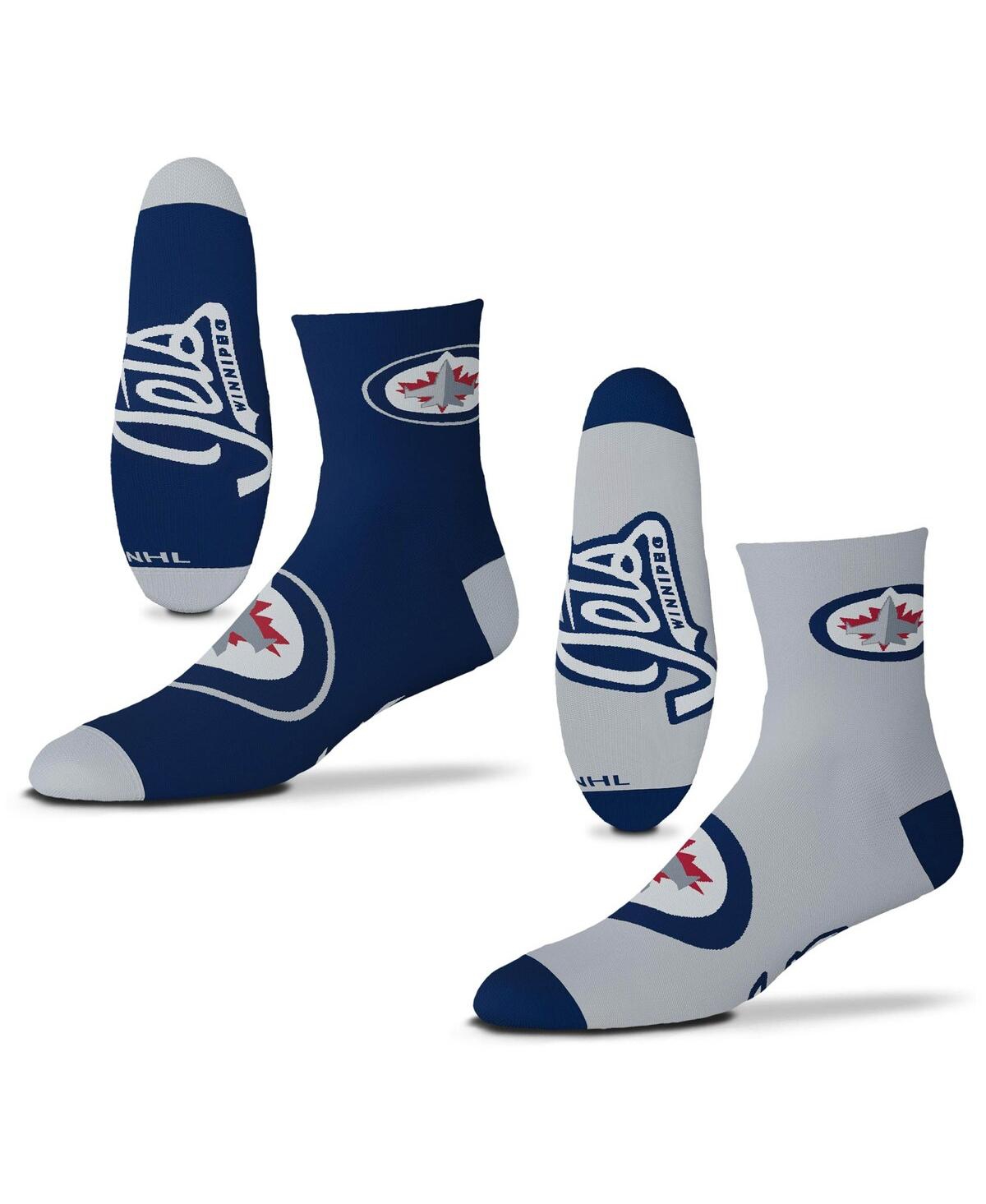 For Bare Feet Men's  Winnipeg Jets 2-pack Team Quarter-length Socks In Navy