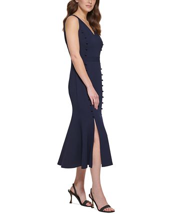 Calvin Klein Button-Trim Midi Dress & Reviews - Dresses - Women - Macy's