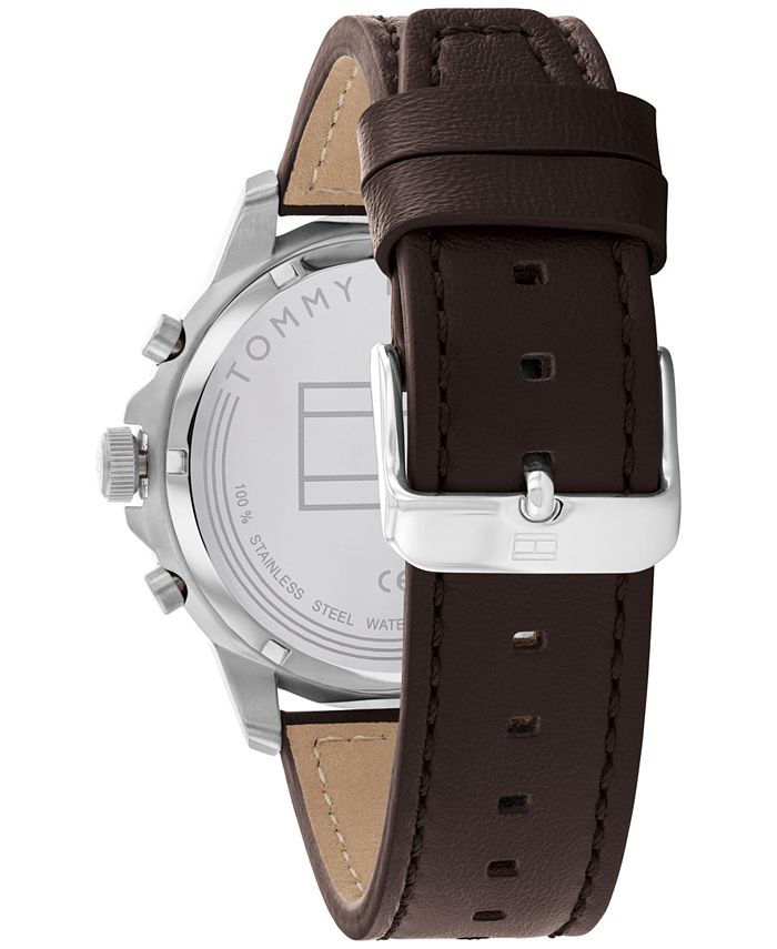 Tommy Hilfiger Men's Brown Leather Strap Watch 44mm Macy's