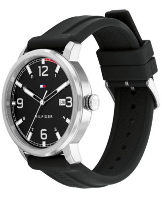 Men's Black Silicone Strap Watch 46mm, Created for Macy's