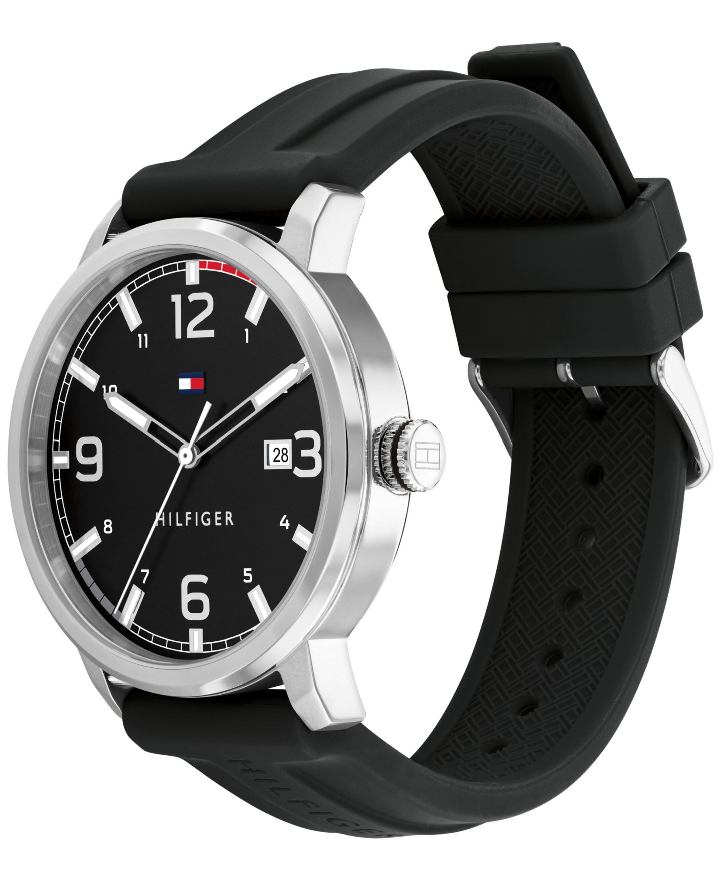 Мужские часы Tommy Hilfiger Black Silicone Strap Watch 46mm — фото 2
