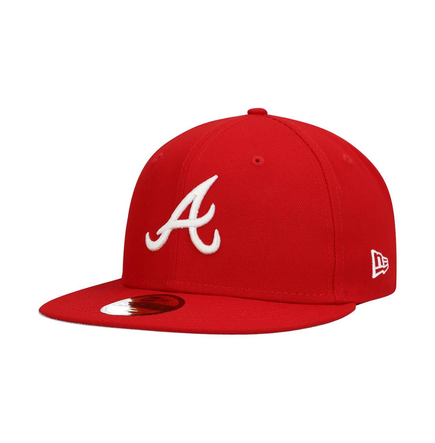 Мужская бейсболка New Era Atlanta Braves Logo White 59FIFTY Fitted, Red — фото 1
