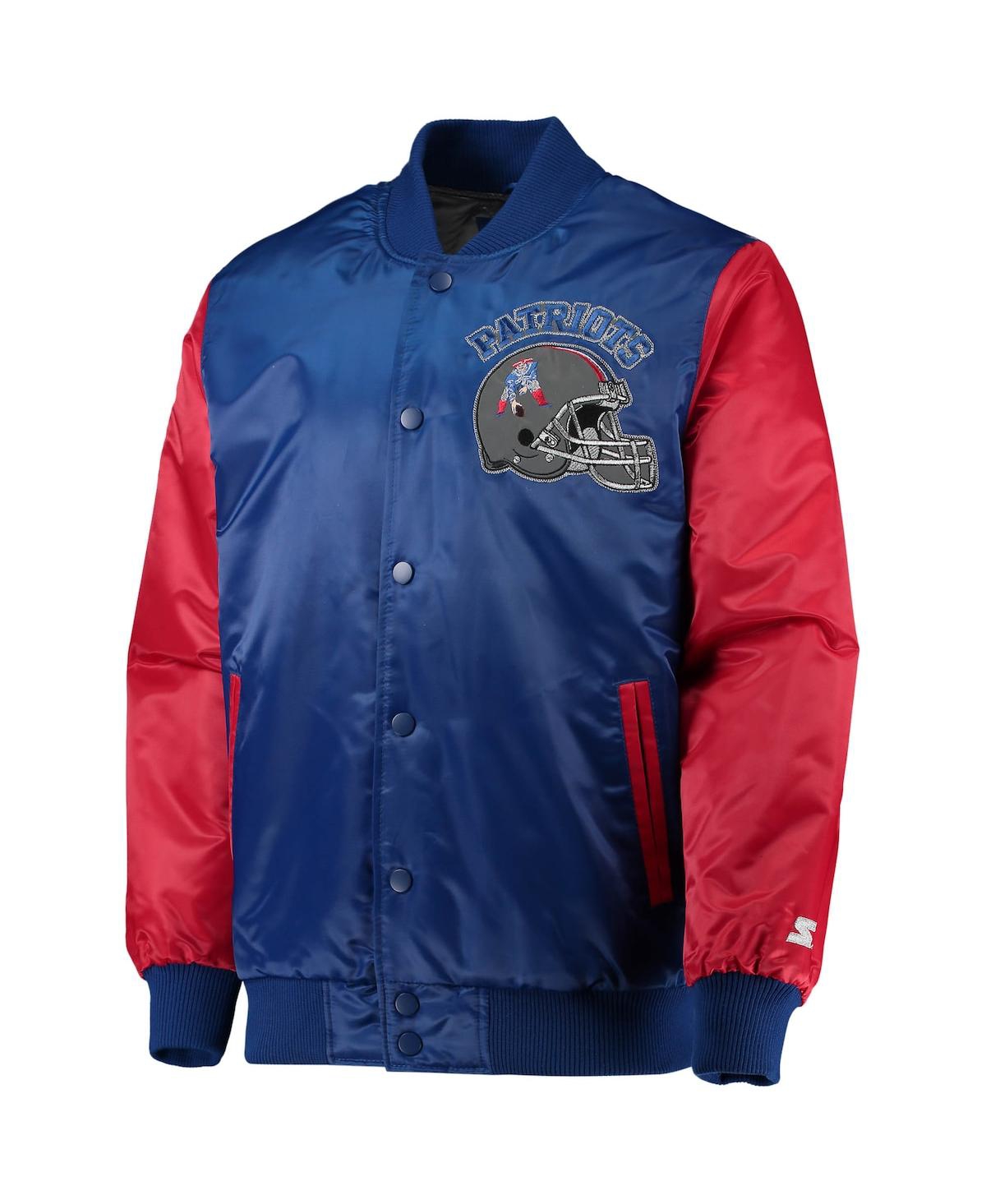 Starter Men's  Royal, Red New England Patriots Locker Room Throwback Satin Varsity Full-snap Jacket In Royal,red
