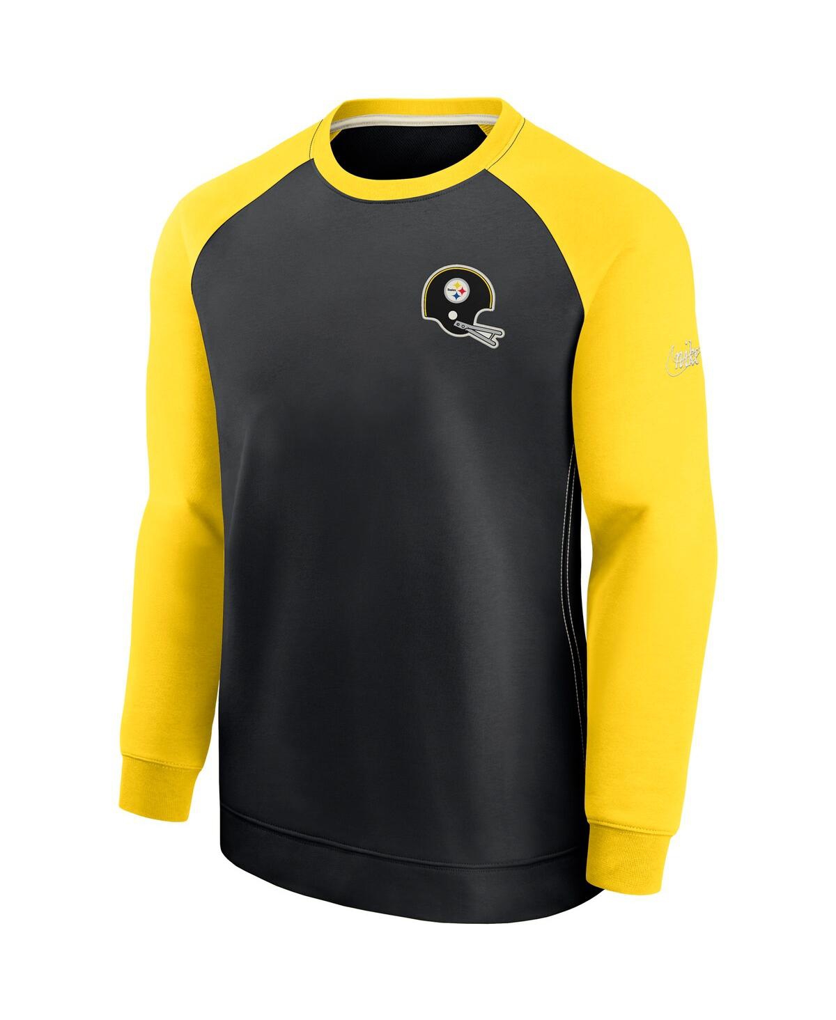 Shop Nike Men's  Black, Gold Pittsburgh Steelers Historic Raglan Crew Performance Sweater In Black,gold