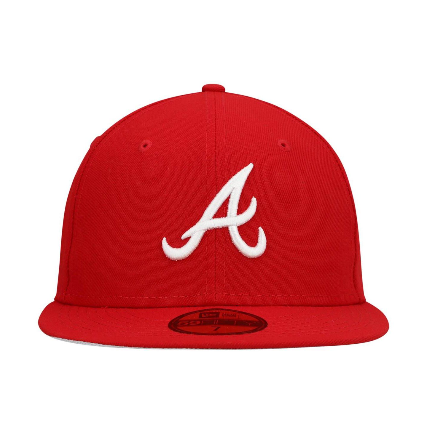 Мужская бейсболка New Era Atlanta Braves Logo White 59FIFTY Fitted, Red — фото 3