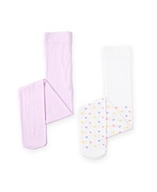 Big Girls Hearts and Solid Opaque Tights Socks Set, Pack of 2