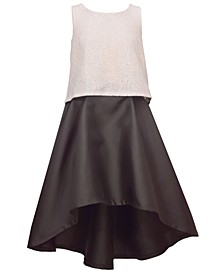 Big Girls Lace to Taffeta Skirt with Lace Knit Top, 2-Piece Set