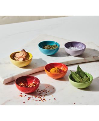 Set of Six Stoneware Multi Color Pinch Bowls