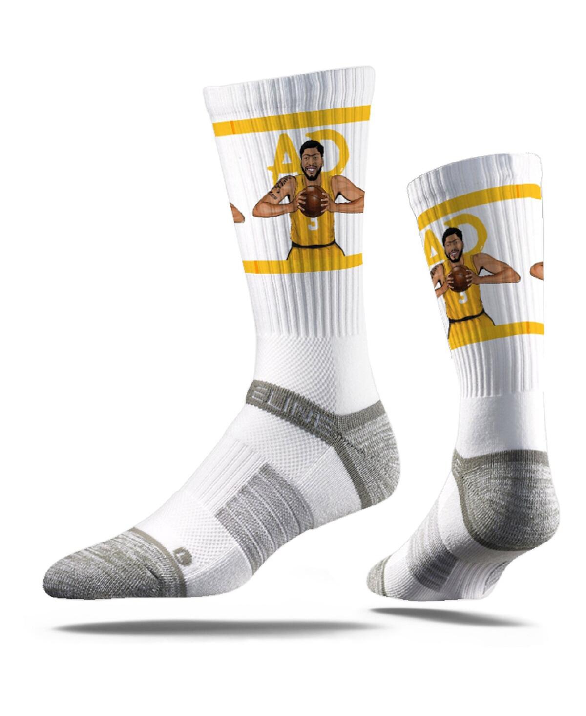 Men's Strideline Anthony Davis Los Angeles Lakers Premium Player Action Full Sub Crew Socks - White