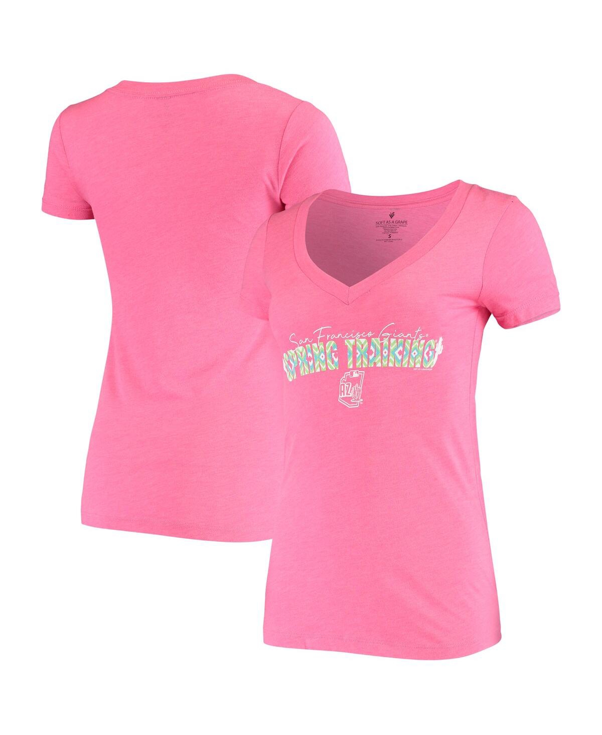 Women's Soft As A Grape Pink San Francisco Giants Spring Training Circle Ribbon V-Neck Tri-Blend T-shirt - Pink