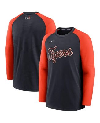 Men's Nike Navy/Orange Detroit Tigers Authentic Collection Pregame  Performance Raglan Pullover Sweatshirt