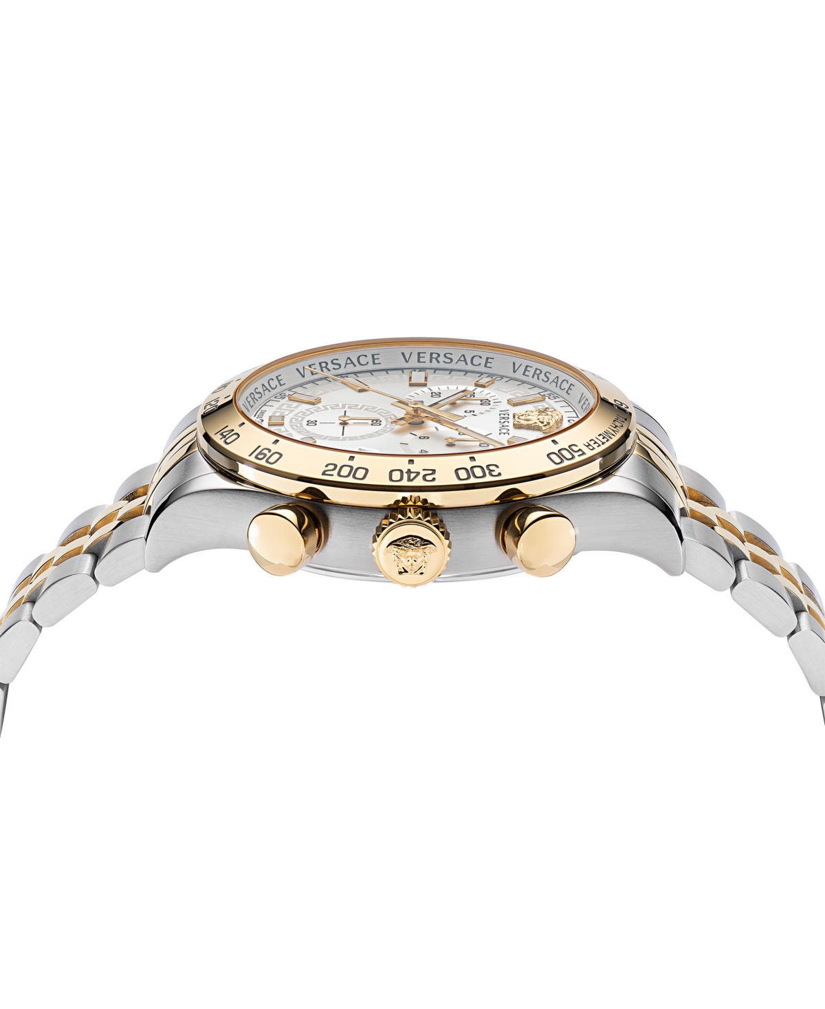 Shop Versace Men's Swiss Chronograph Hellenyium Two Tone Bracelet Watch 44mm