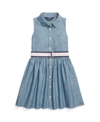 폴로 랄프로렌 베이비 아기 원피스 Polo Ralph Lauren Toddler Girls Belted Indigo Chambray Shirt Dress