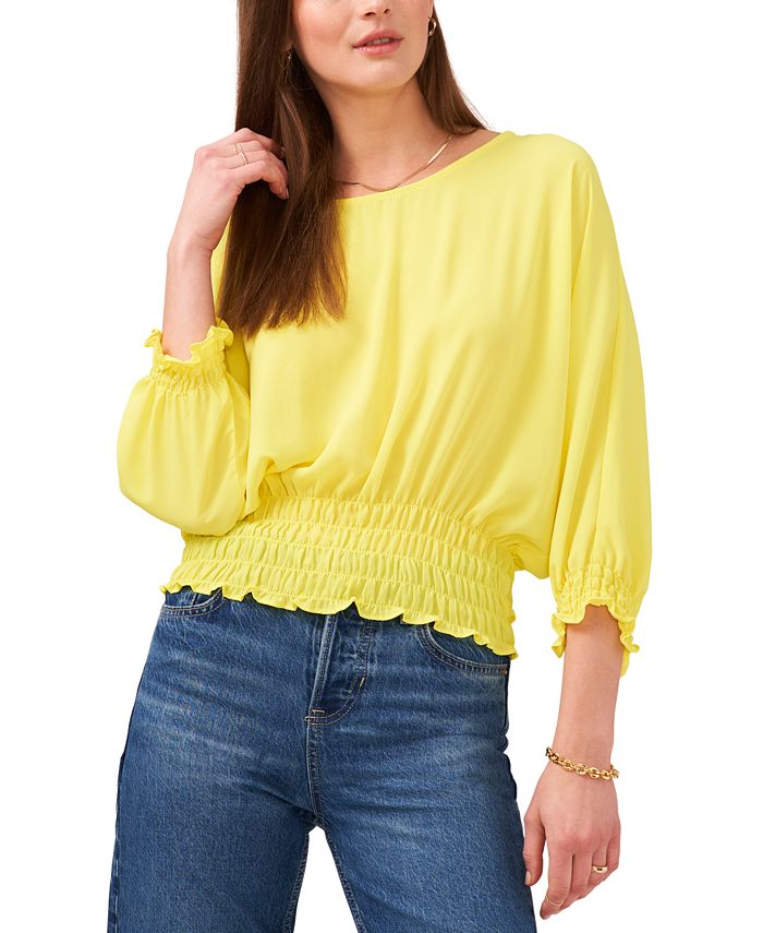 Vince Camuto Smocked-Waist Dolman-Sleeve Top & Reviews - Tops - Women ...