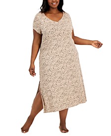 Plus Size Printed Short-Sleeve Nightgown, Created for Macy's