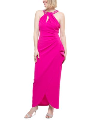 SL Fashions Twisted-Neck Tulip-Hem Dress - Macy's