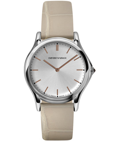 Emporio Armani Unisex Swiss Nude Leather Strap Watch 36mm ARS2010