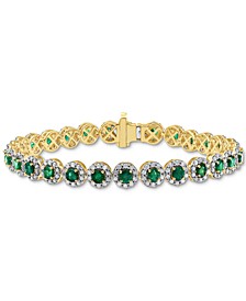 Ruby (4 ct. t.w.) & Diamond (3 ct. t.w.) Halo Link Bracelet in 14k Gold (Also in Emerald)