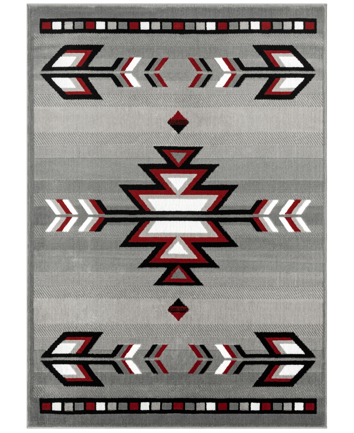Global Rug Designs Questa Que-01 5'2" X 7' 4" Area Rug In Gray,red