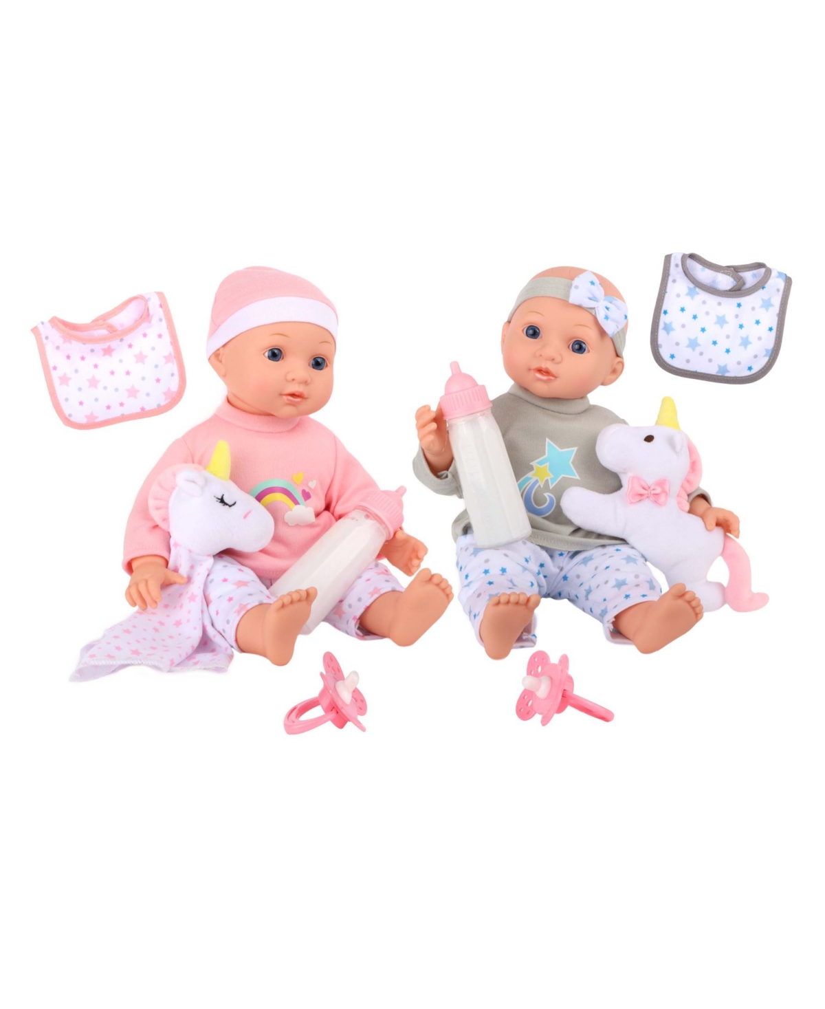 Kid Galaxy Dream Collection 14" Twins Baby Doll Toy Set, 10 Piece In Multi