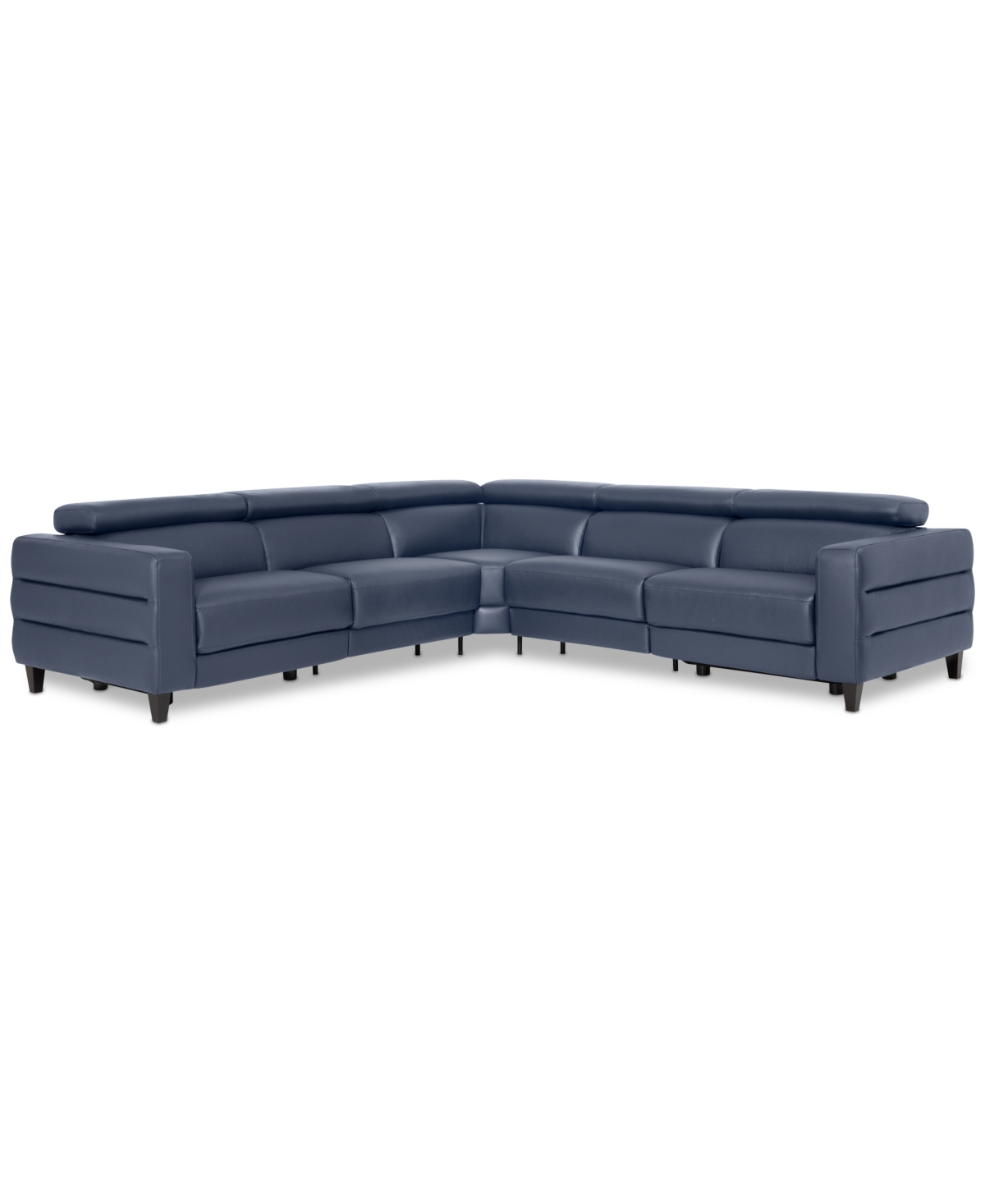 Shop Furniture Silvanah 5-pc. "l" Leather Sectional With 2 Power Recliners, Created For Macy's In Sapphire