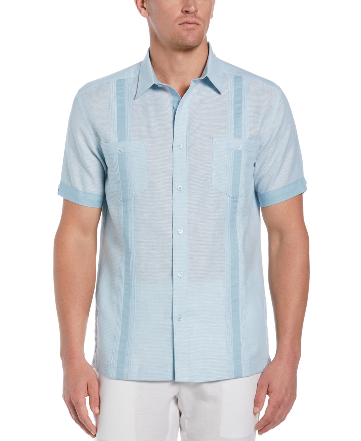 Cubavera Men's Dobby Guayabera Shirt In Sky Blue | ModeSens