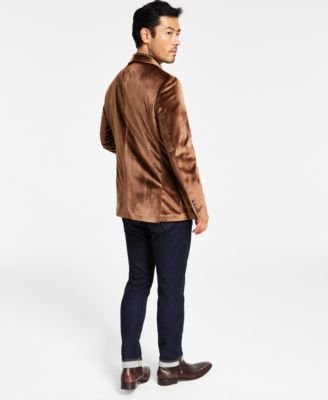 Brown Velvet Slim-Fit Sport Coat 