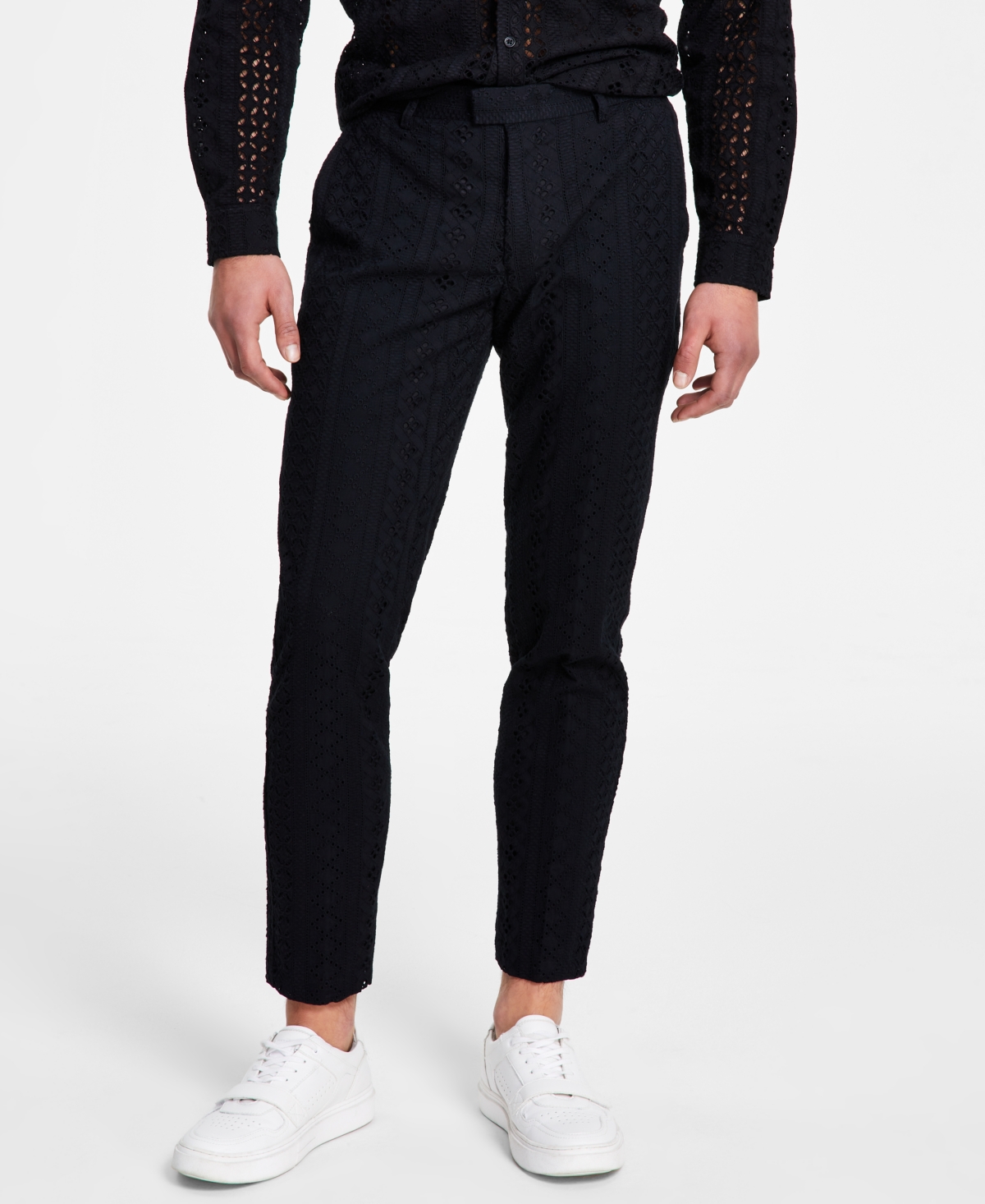 Inc International Concepts Men's Slim-fit Eyelet Pants, Created For Macy's In Deep Black