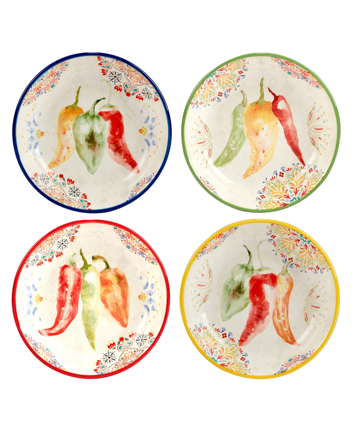 Sweet Spicy Soup Bowl, Set of 4 - Red, Multi