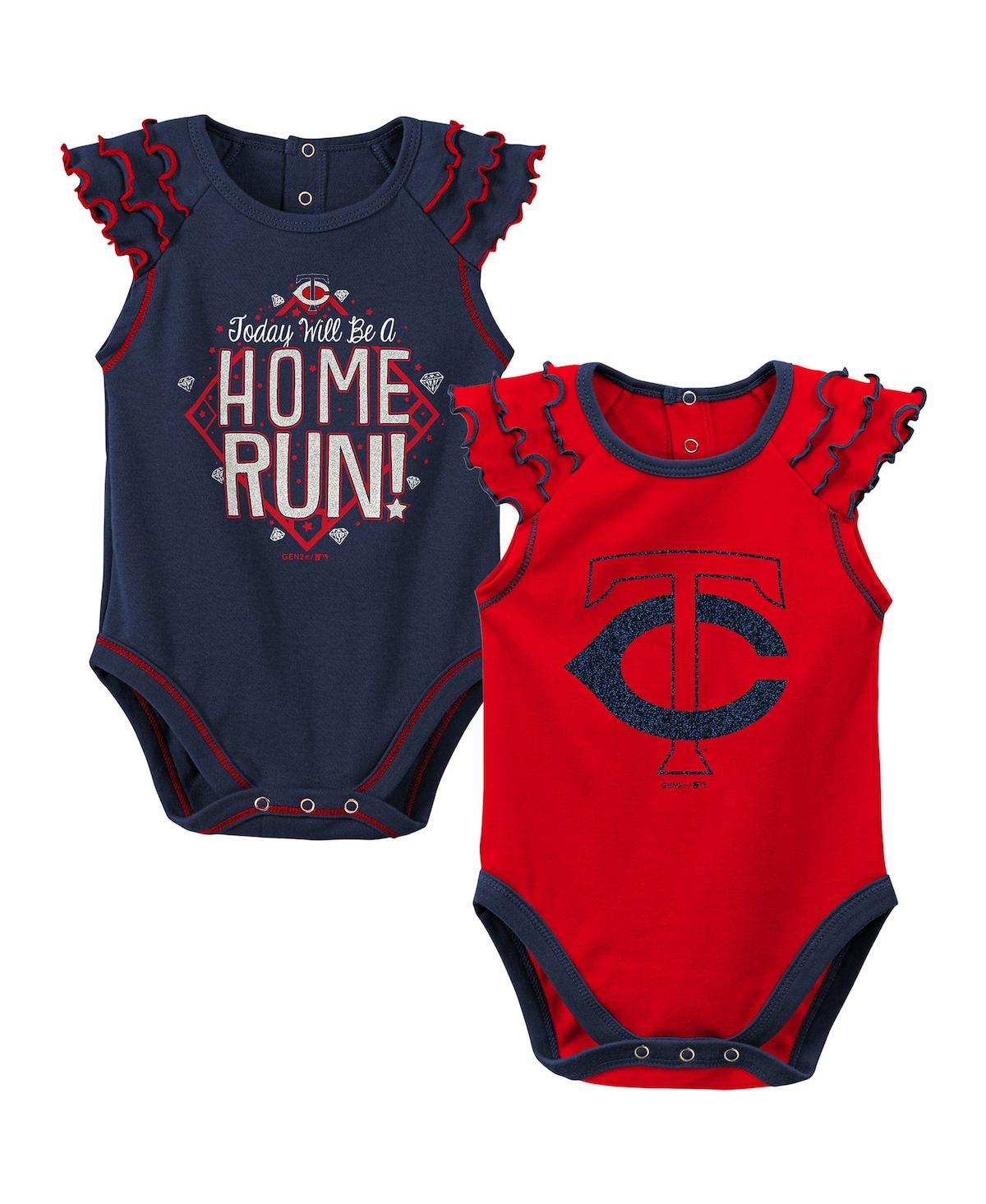 Shop Outerstuff Unisex Newborn Infant Navy And Red Minnesota Twins Shining All-star 2-pack Bodysuit Set In Navy,red