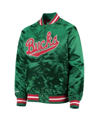 Big Boys Green Milwaukee Bucks Hardwood Classics Satin Raglan Full-Snap Jacket