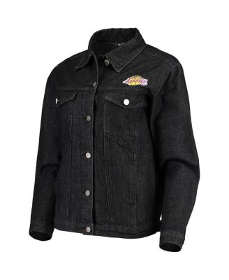 Women's Black Los Angeles Lakers Patch Denim Button-Up Jacket