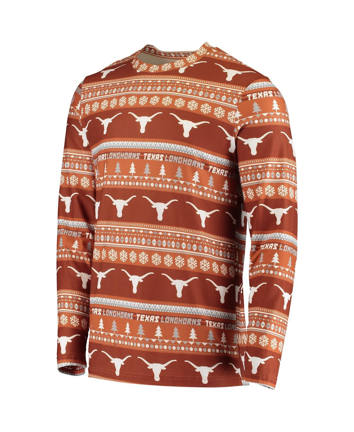 Shop Concepts Sport Men's  Texas Orange Texas Longhorns Ugly Sweater Knit Long Sleeve Top And Pant Set