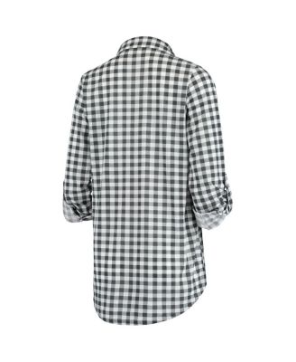 Women's Charcoal Oakland Athletics Wanderer Long Sleeve Button-Up Nightshirt