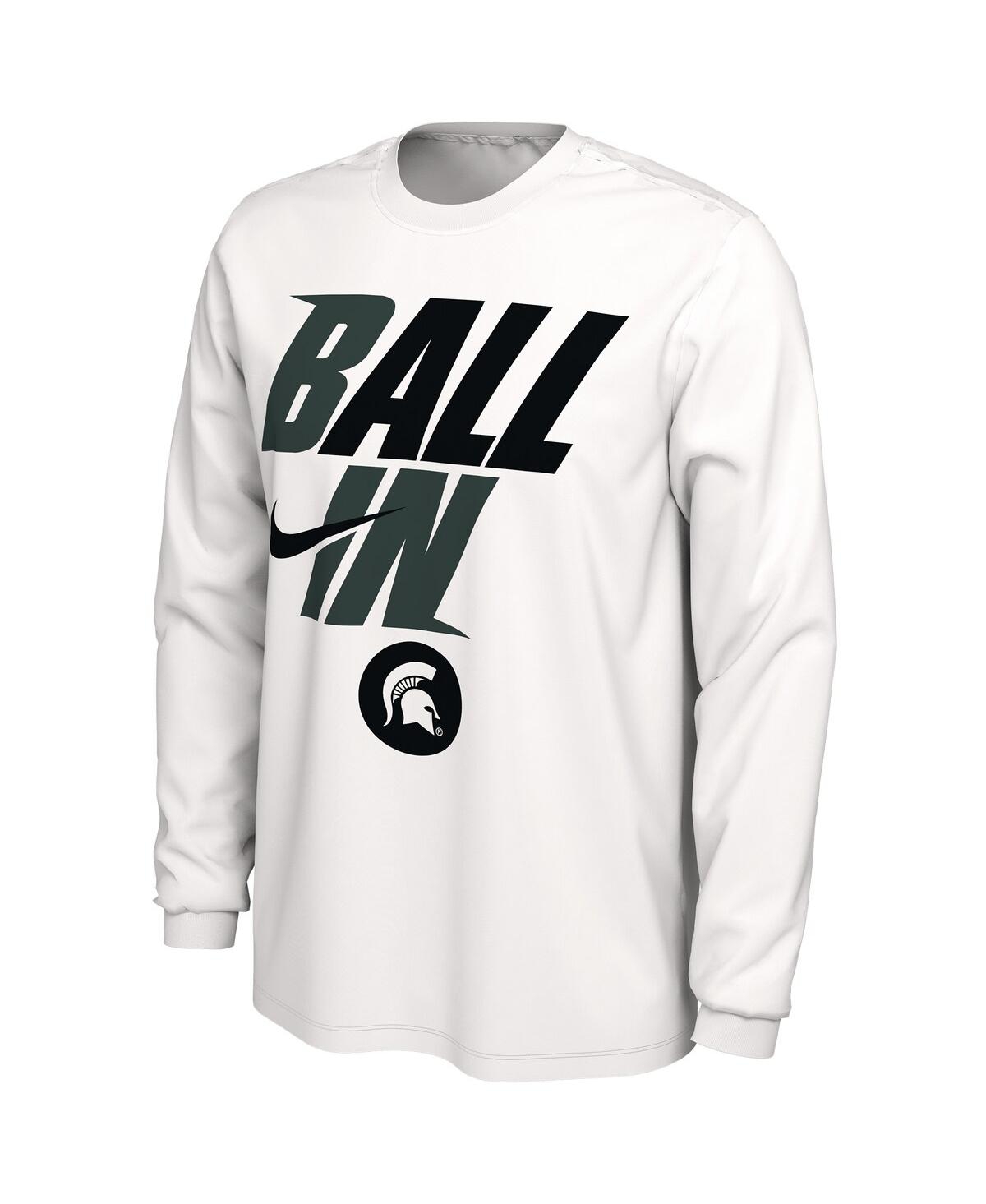 Men's NikeMichigan State Spartans Ball In Bench Long Sleeve T-shirt - White