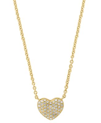 EFFY&reg; Diamond Pav&eacute; Heart 18" Pendant Necklace (1/8 ct. t.w.) in Sterling Silver or 14k Gold-Plated Sterling Silver