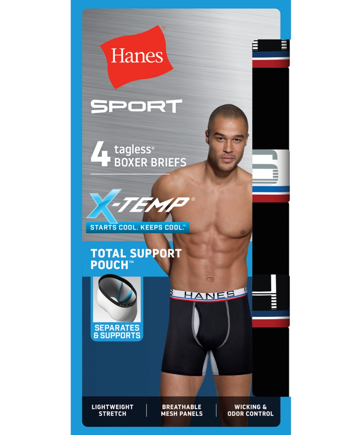 Hanes Men's Ultimate 4pk. Sport Boxer Briefs In Black