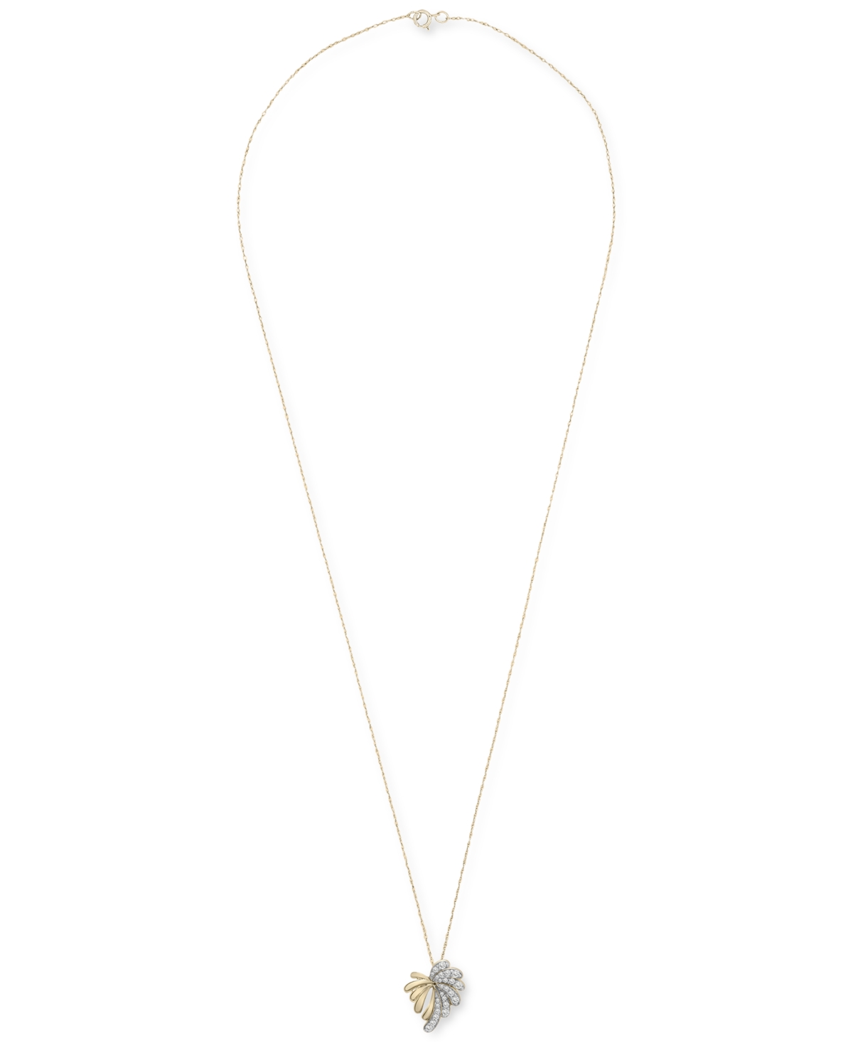 Wrapped Diamond Palm Tree Pendant Necklace (1/5 ct. t.w.) in 10k Gold, 16