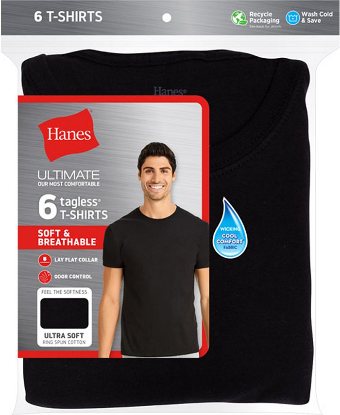 HANES Ultimate Men's ComfortSoft FreshIQ Crewneck Tees, 6-Pack Extended  Size - Bob's Stores