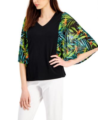 Macy's JM CollectionWomen's Printed Cotton-Poplin Blouse, Exclusively at Macy's main image 0