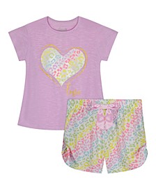 Big Girls T-shirt and Shorts with Scrunchie Pajama Set, 3 Piece