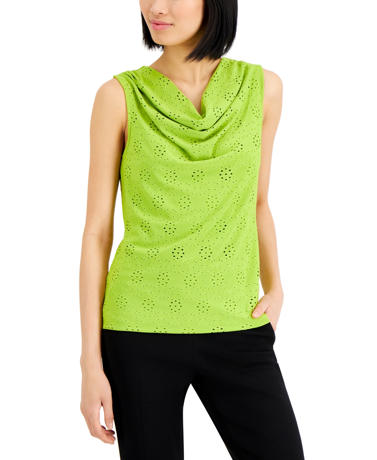 Kasper Women's Sleeveless Cowl-neck Top In Kiwi