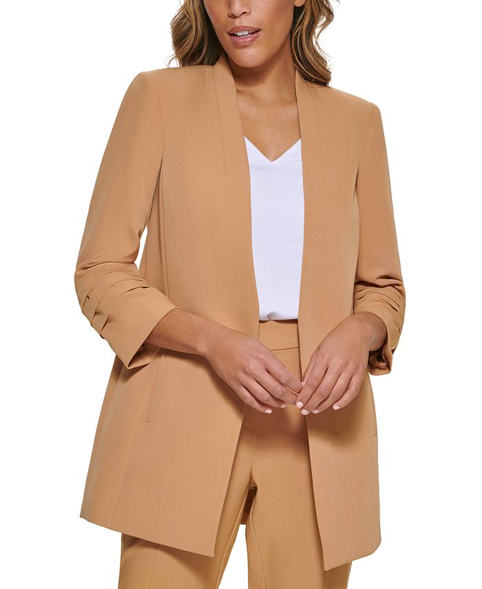 Calvin Klein X-Fit Open Front 3/4 Sleeve Blazer & Reviews - Jackets &  Blazers - Women - Macy's