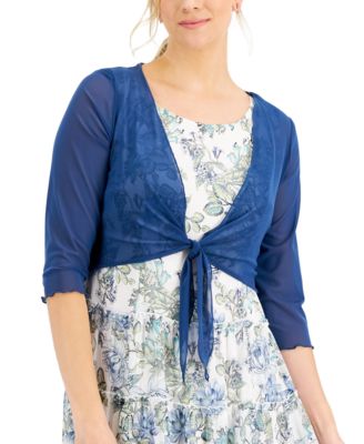 Petite Printed Dress and Tie Jacket